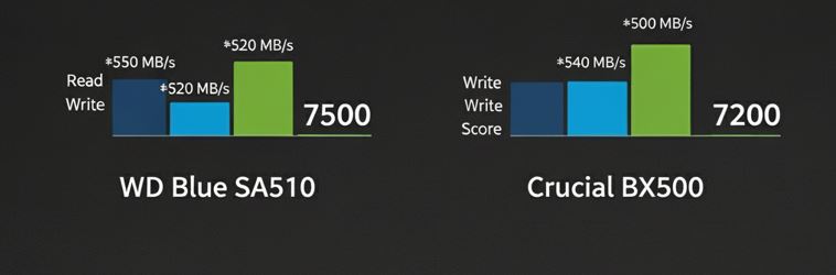 Benchmark of WD Blue SA510 vs Crucial BX500