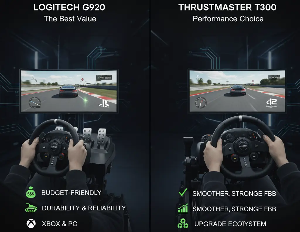 Logitech G920 and Thrustmaster T300