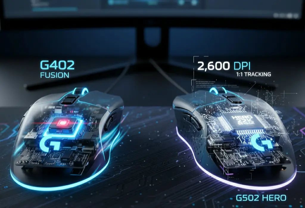 Benchmark of Logitech G402 and G502