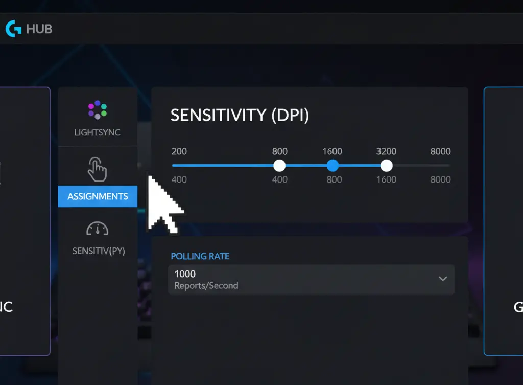Navigate to DPI Sensitivity of Logitech G203