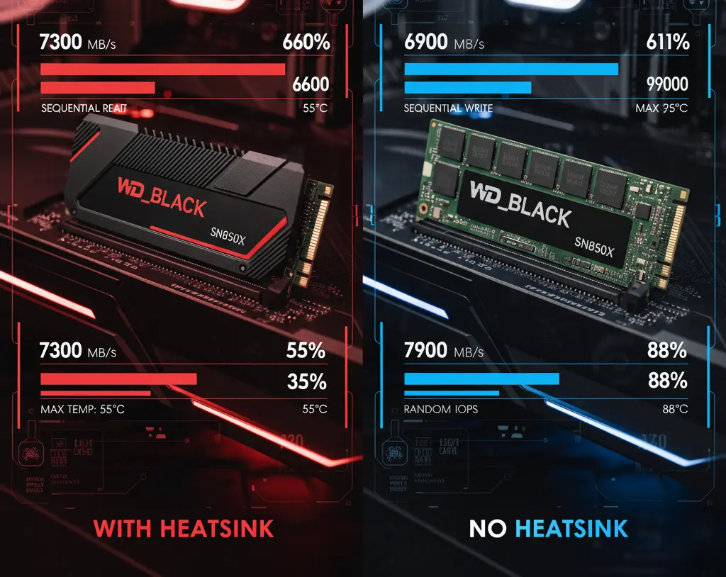 WD Black SN850X Heatsink vs No Heatsink