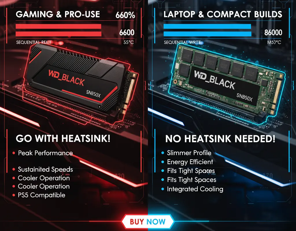 wd black sn850x with or without heatsink