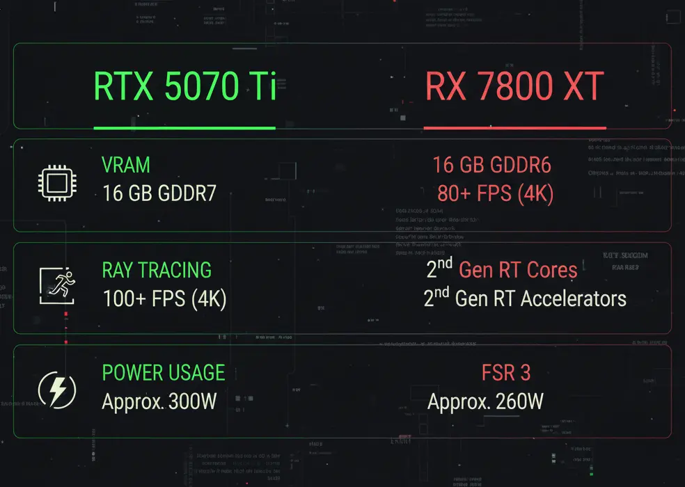 RTX 5070 Ti vs RX 7800 XTX