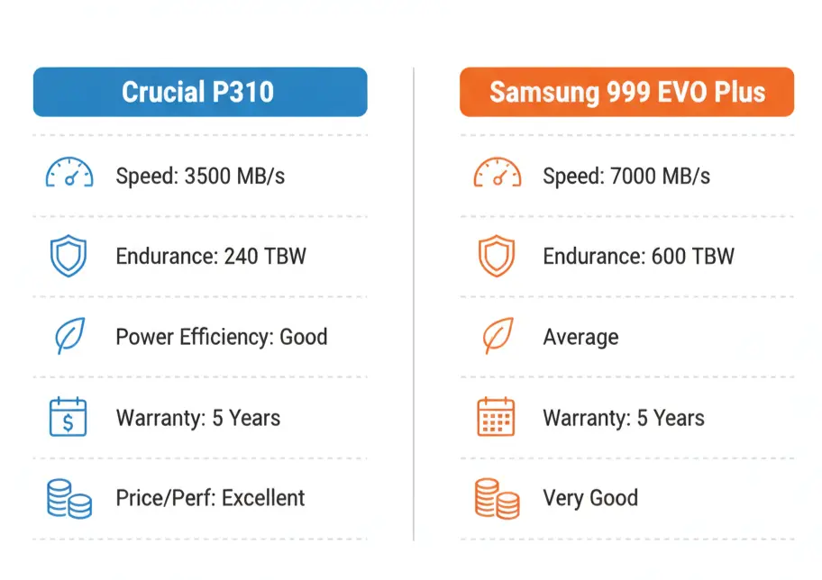 Crucial P310 and Samsung 990 Evo Plus