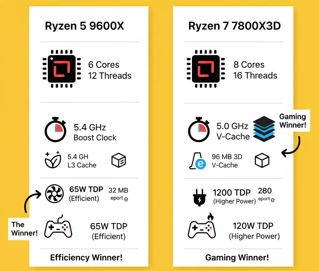 Ryzen 5 9600X vs Ryzen 7 7800X3D